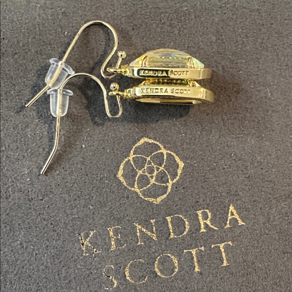 Kendra Scott Lee Gold Drop Earrings in Dichroic Glass NWOT